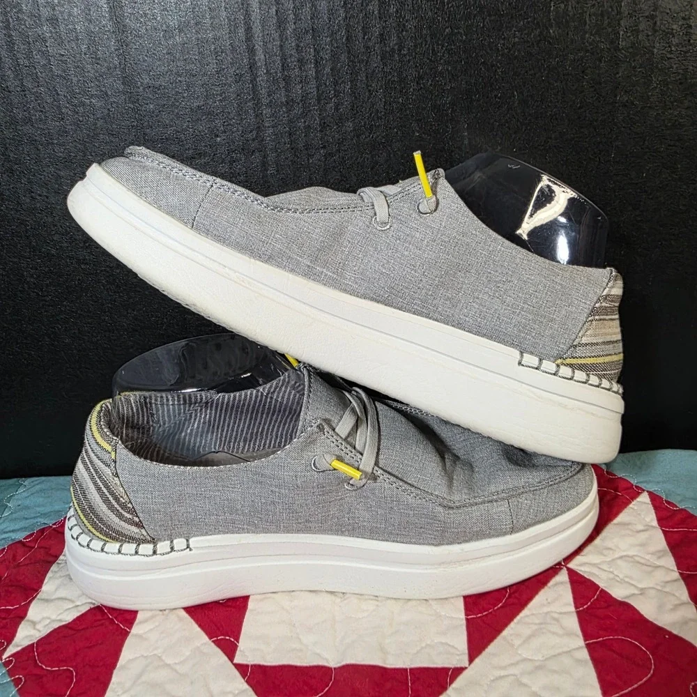 Hey Dude Wendy Rise Loafers Womens 8 Grey Platform Slip‎ On Shoes